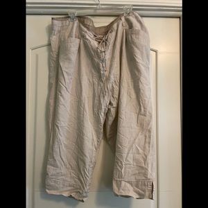 Avenue Linen cream ankle pants, size 18